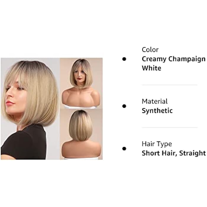 DILLARDS Haircube Blonde Bob Wig With Bangs Short Blonde Wigs For Women Natural Synthetic Wig For Daily Use - Image 5